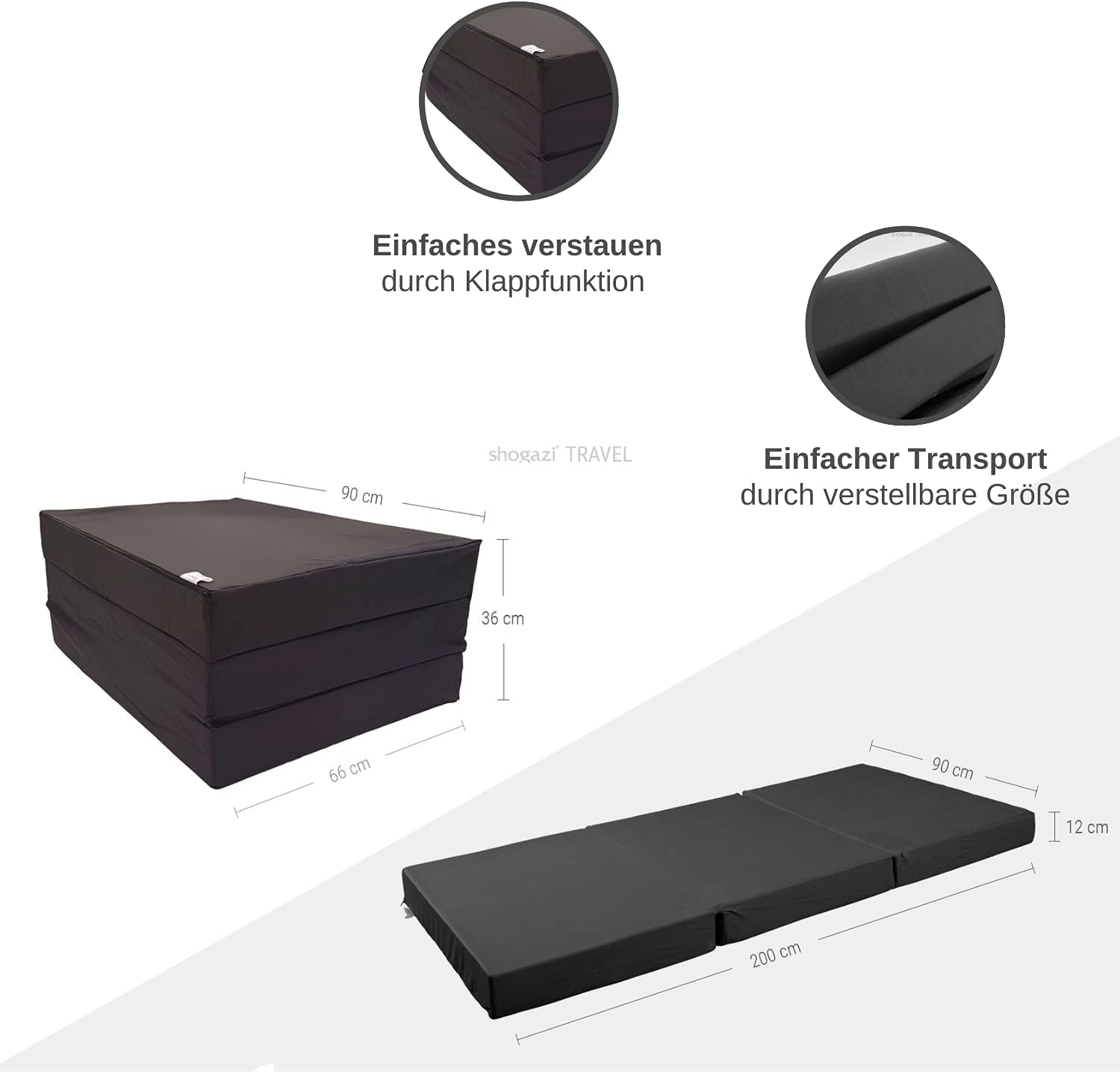 Luxuriöse Gästematratze 90x200 cm shogazi® TRAVEL